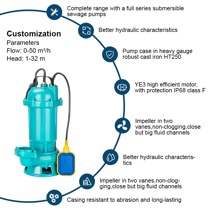 Qualitas QDX tribuo aquae submersible sentinam cum supernatet switch