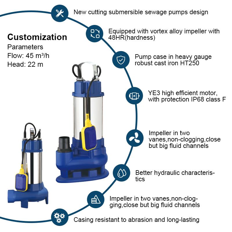 V series immaculata ferro submersible purgamentorum sentinam