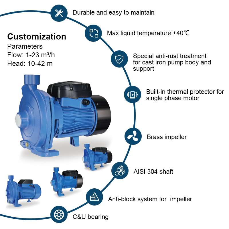 CPm1.5HP superficies aquae electricae centrifugae pumps irrigationis