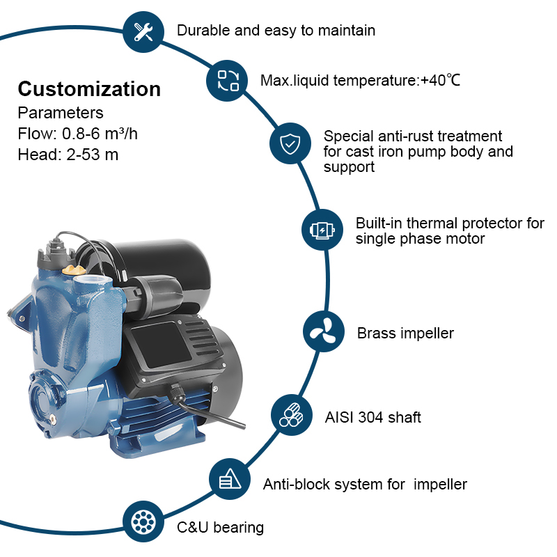 WZB Self Priming Peripheral Water Pump Automatic Clean Water Peripheral Pumps