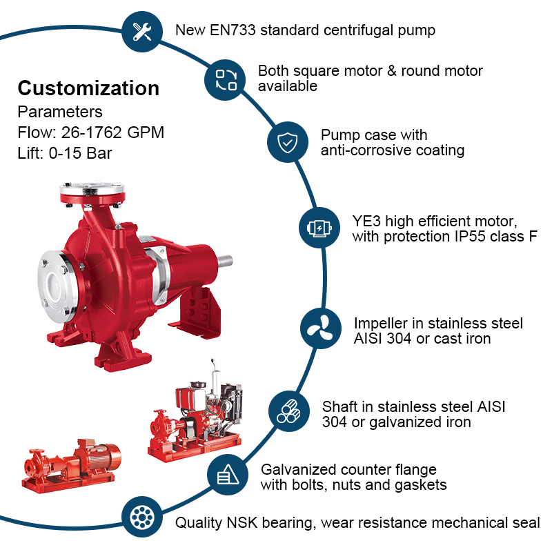 PSF Series finis Suctionis nudum Shaft ignis Pump